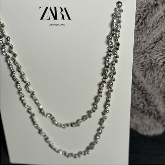 Zara Rhinestone Pearl Double Long Necklace REF. 4548/302 NEW - Picture 6 of 9
